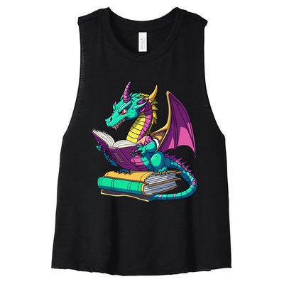 Dragon Reading Book Women's Racerback Cropped Tank