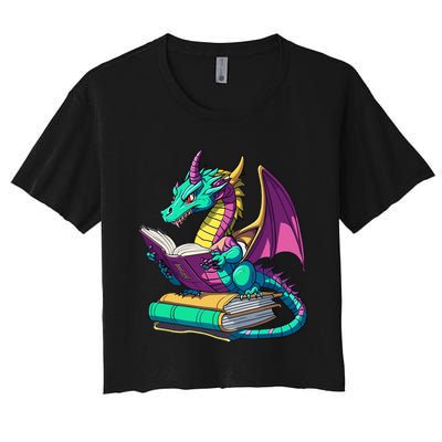 Dragon Reading Book Women's Crop Top Tee