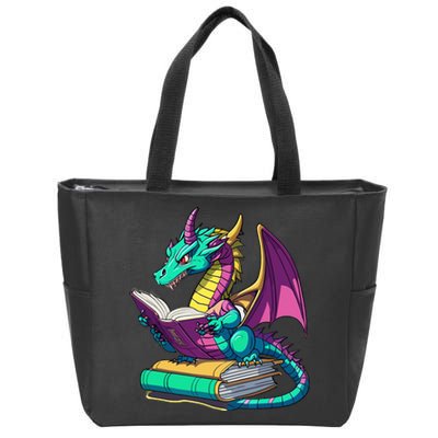 Dragon Reading Book Zip Tote Bag