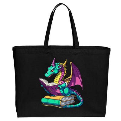 Dragon Reading Book Cotton Canvas Jumbo Tote