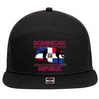 Dominican Republic Baseball Dominican Flag 7 Panel Mesh Trucker Snapback Hat