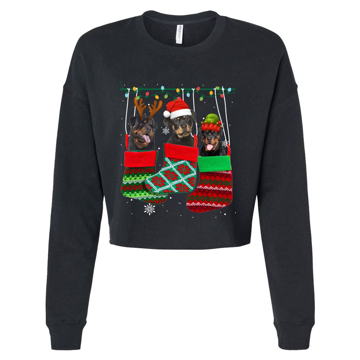Dog Rottweiler Christmas Socks Funny Xmas Pajama Pet Puppy Great Gift Cropped Pullover Crew