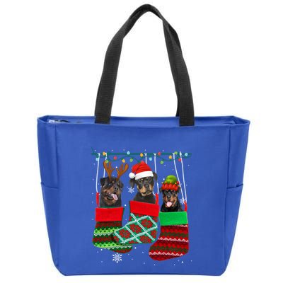 Dog Rottweiler Christmas Socks Funny Xmas Pajama Pet Puppy Great Gift Zip Tote Bag