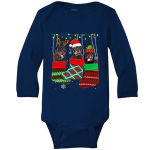 Dog Rottweiler Christmas Socks Funny Xmas Pajama Pet Puppy Great Gift Baby Long Sleeve Bodysuit