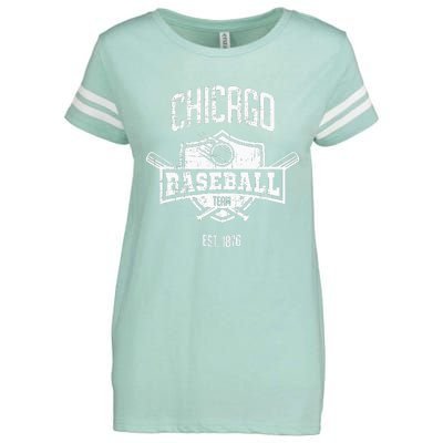 Distressed Retro Cub Look Fan Gift Party Tailgate Enza Ladies Jersey Football T-Shirt