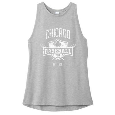 Distressed Retro Cub Look Fan Gift Party Tailgate Ladies PosiCharge Tri-Blend Wicking Tank