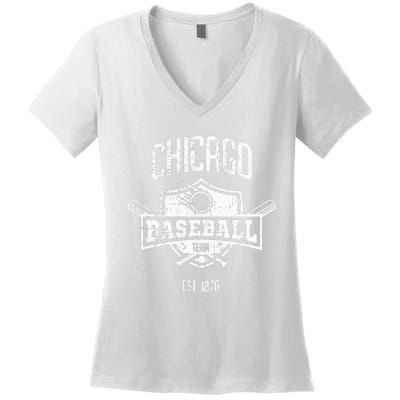 Distressed Retro Cub Look Fan Gift Party Tailgate Women's V-Neck T-Shirt