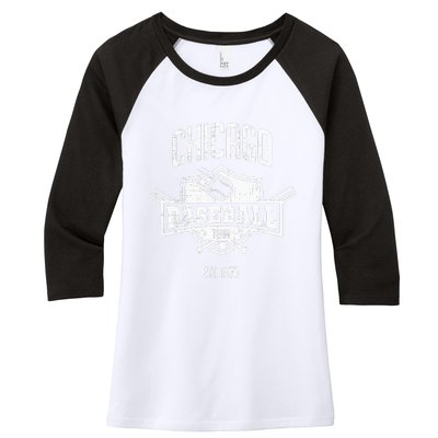 Distressed Retro Cub Look Fan Gift Party Tailgate Women's Tri-Blend 3/4-Sleeve Raglan Shirt