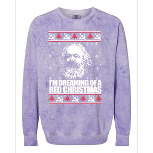 Dreaming Red Christmas Karl Marx Ugly Xmas Meme Gift Colorblast Crewneck Sweatshirt