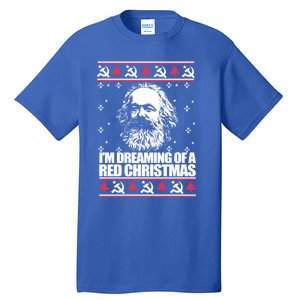 Dreaming Red Christmas Karl Marx Ugly Xmas Meme Gift Tall T-Shirt