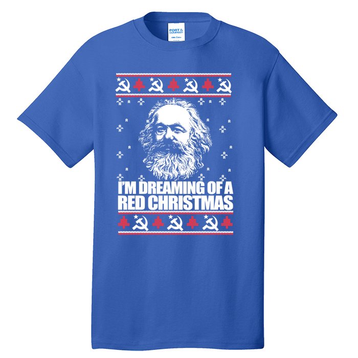 Dreaming Red Christmas Karl Marx Ugly Xmas Meme Gift Tall T-Shirt