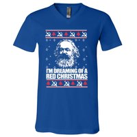 Dreaming Red Christmas Karl Marx Ugly Xmas Meme Gift V-Neck T-Shirt