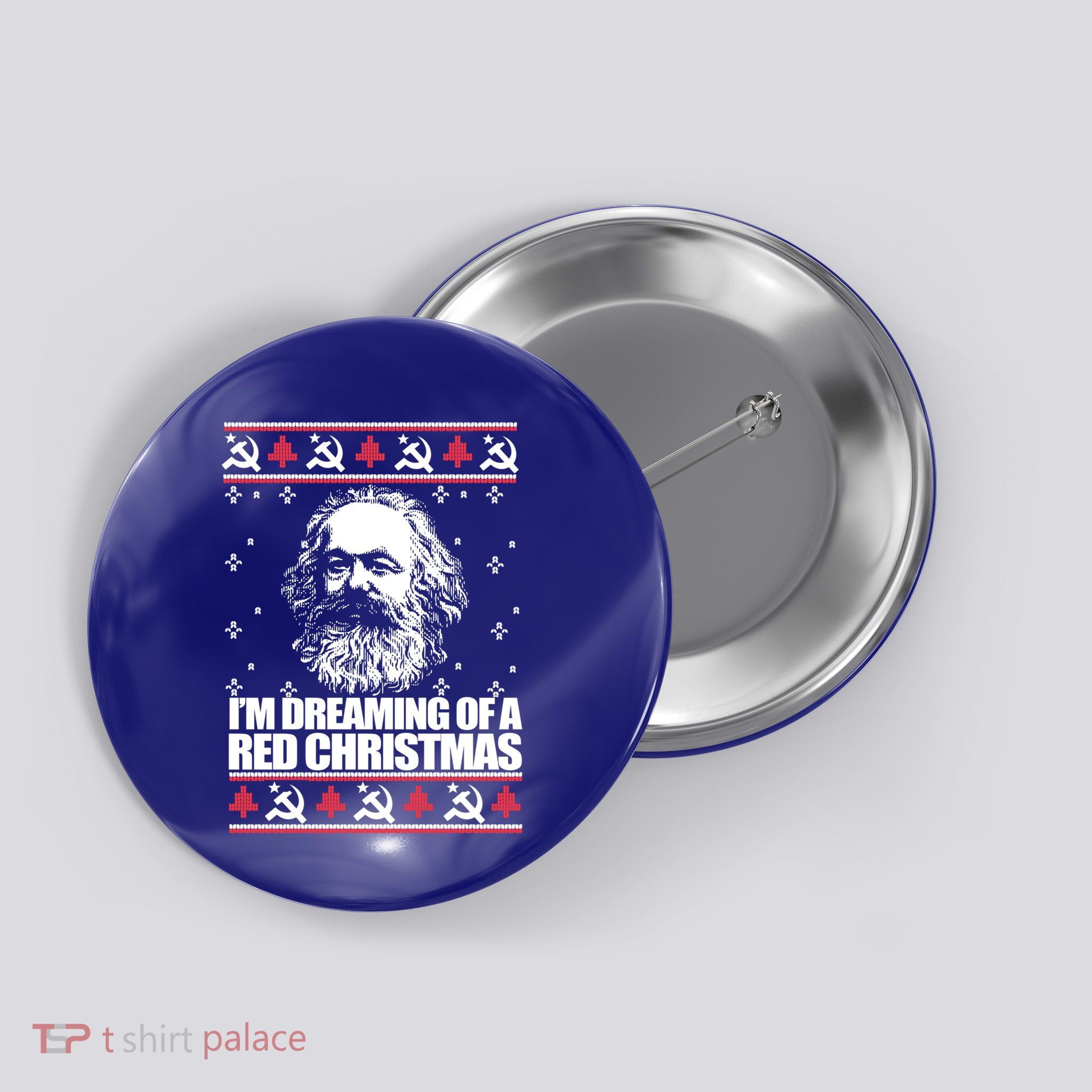 Dreaming Red Christmas Karl Marx Ugly Xmas Meme Gift Button