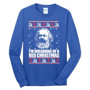 Dreaming Red Christmas Karl Marx Ugly Xmas Meme Gift Tall Long Sleeve T-Shirt