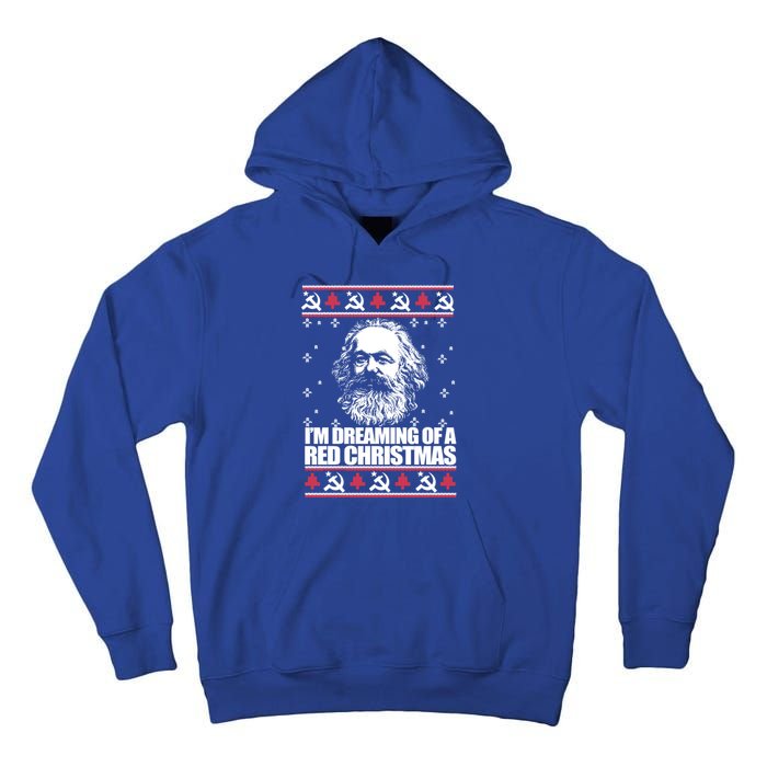 Dreaming Red Christmas Karl Marx Ugly Xmas Meme Gift Tall Hoodie