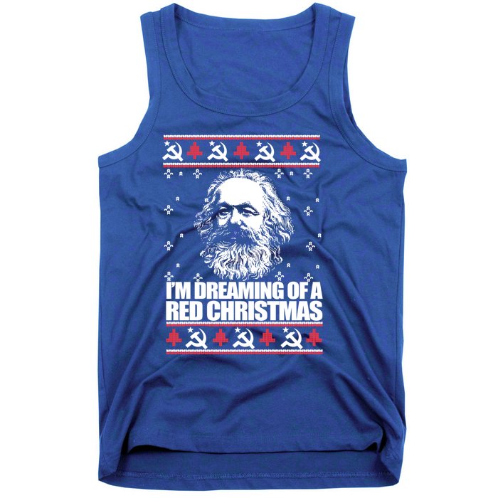 Dreaming Red Christmas Karl Marx Ugly Xmas Meme Gift Tank Top