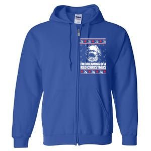 Dreaming Red Christmas Karl Marx Ugly Xmas Meme Gift Full Zip Hoodie