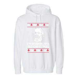 Dreaming Red Christmas Karl Marx Ugly Xmas Meme Gift Garment-Dyed Fleece Hoodie