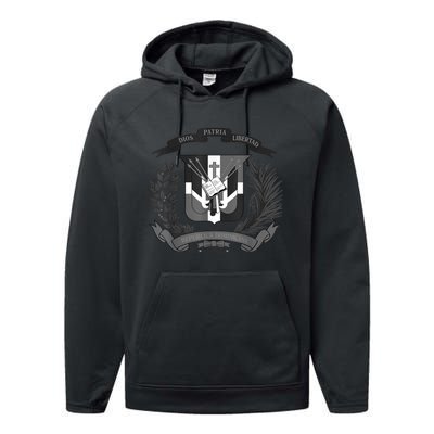 Dominican Republic Coat Of Arms Performance Fleece Hoodie