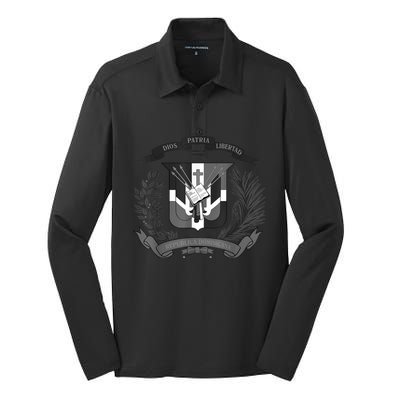 Dominican Republic Coat Of Arms Silk Touch Performance Long Sleeve Polo