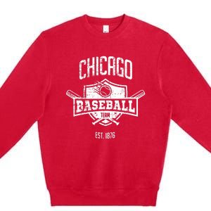 Distressed Retro Cub Look Fan Gift Party Tailgate Premium Crewneck Sweatshirt