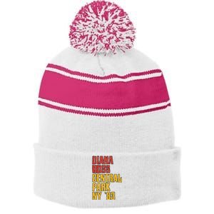 Diana Ross Central Park 1983 Stripe Pom Pom Beanie