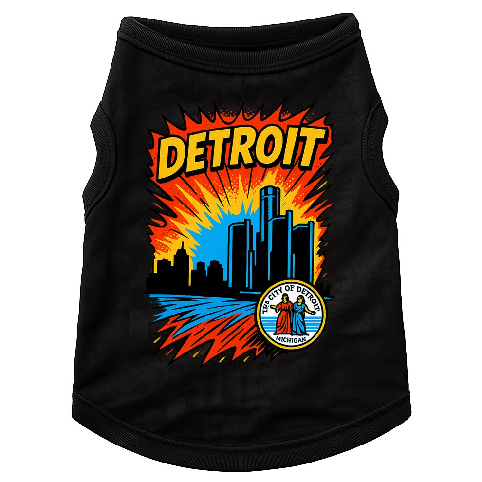 Detroit Retro Comic Style Doggie Tank