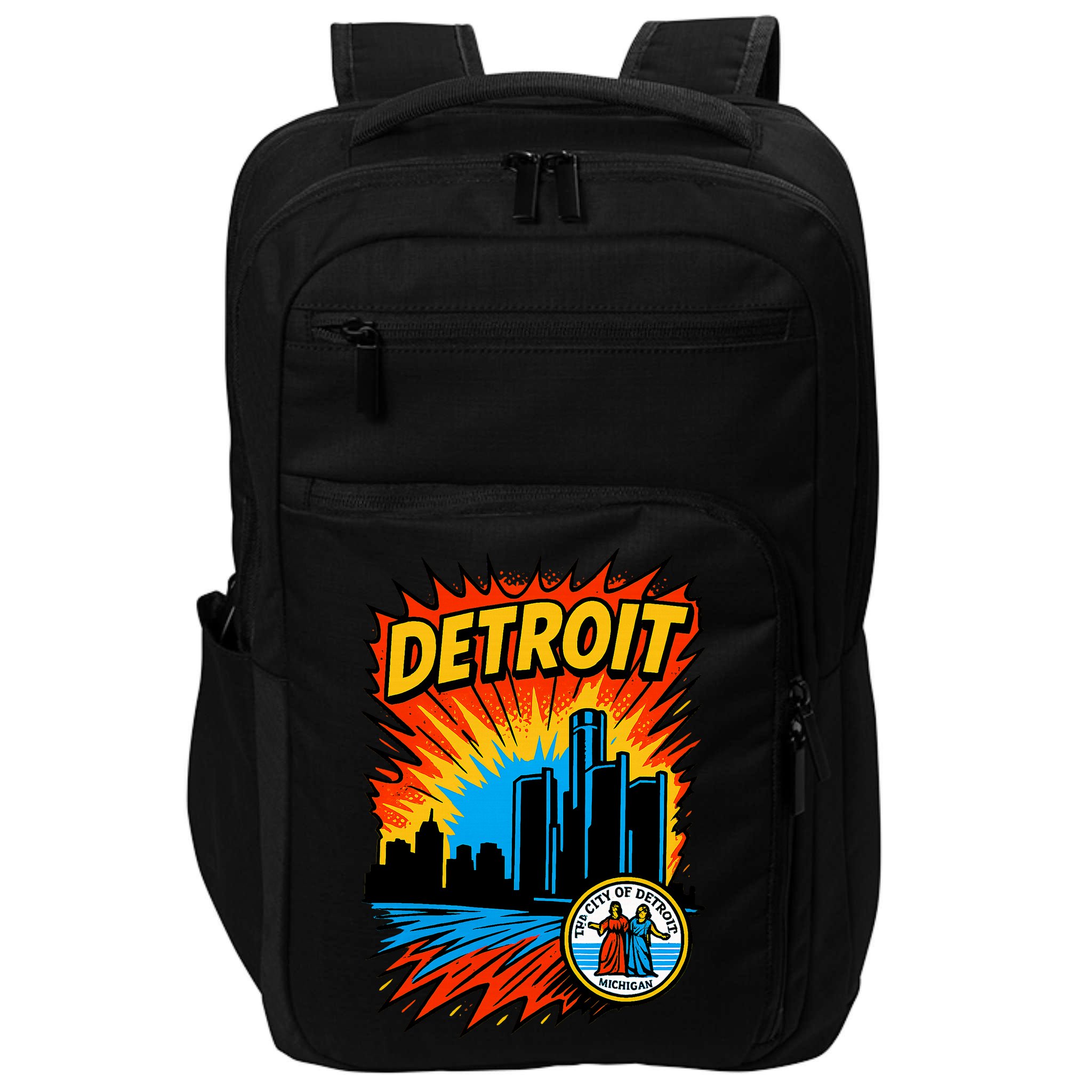Detroit Retro Comic Style Impact Tech Backpack