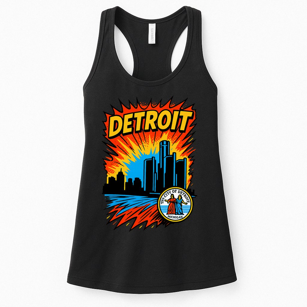 Detroit Retro Comic Style Womens Tank Top