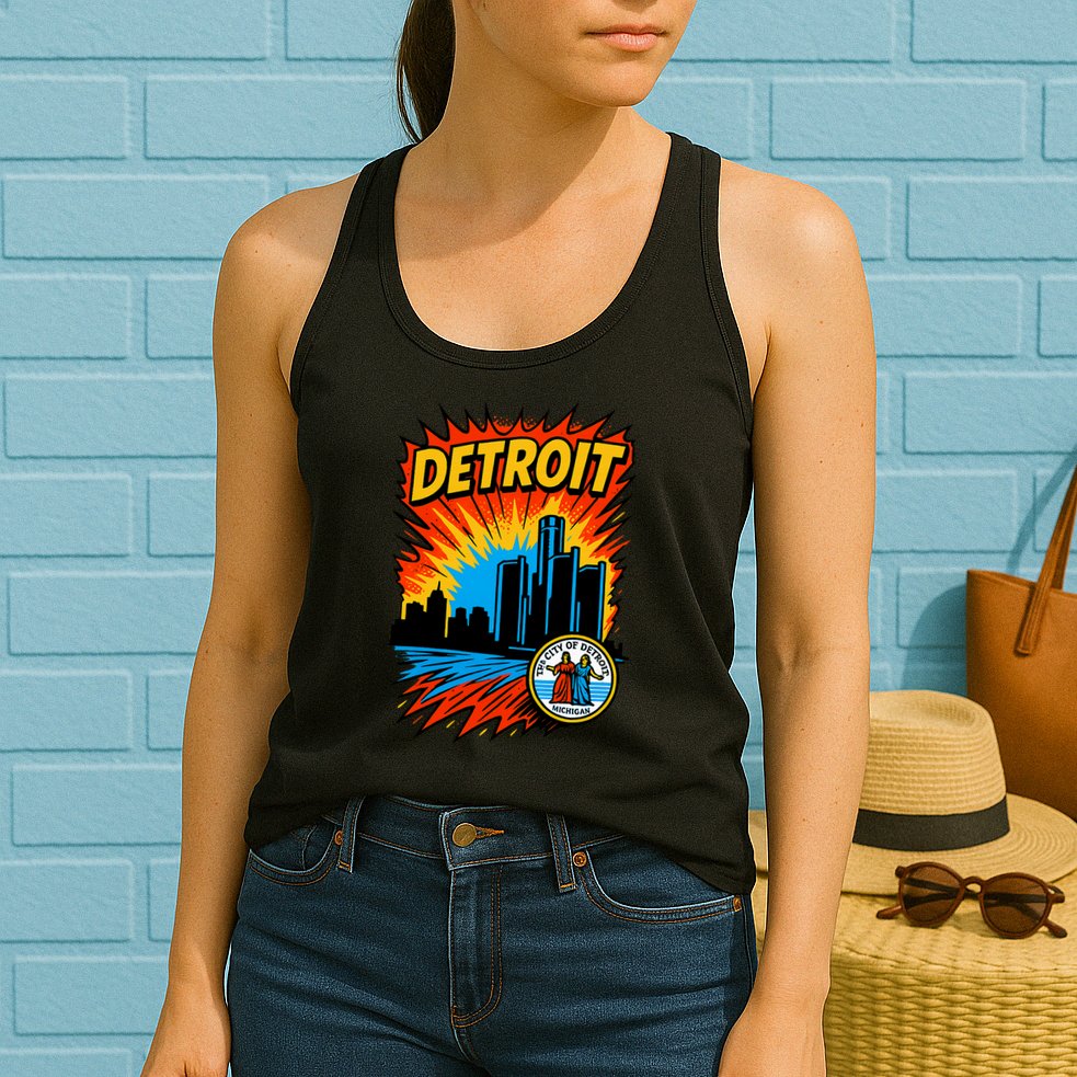 Detroit Retro Comic Style Womens Tank Top