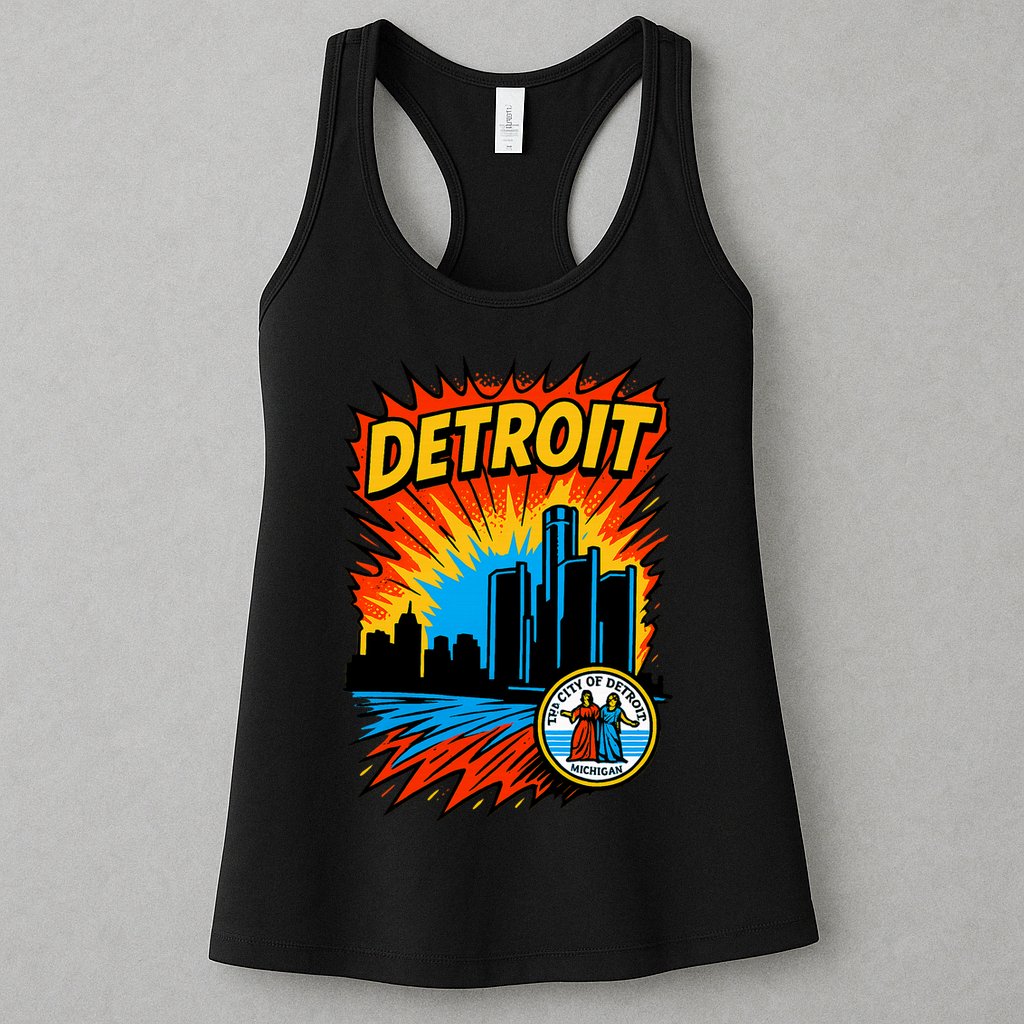 Detroit Retro Comic Style Womens Tank Top