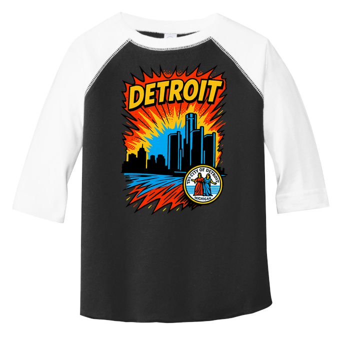 Detroit Retro Comic Style Toddler Fine Jersey T-Shirt