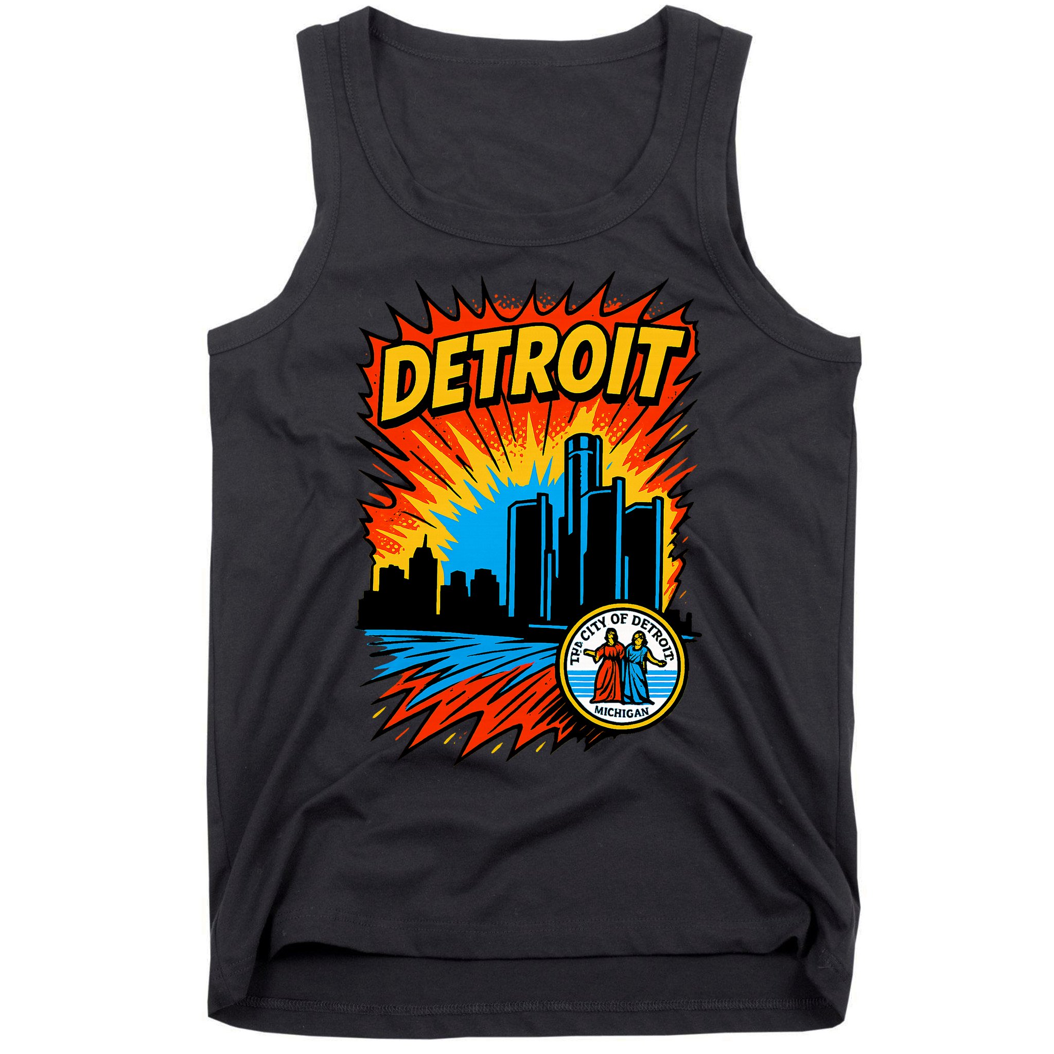 Detroit Retro Comic Style Tank Top