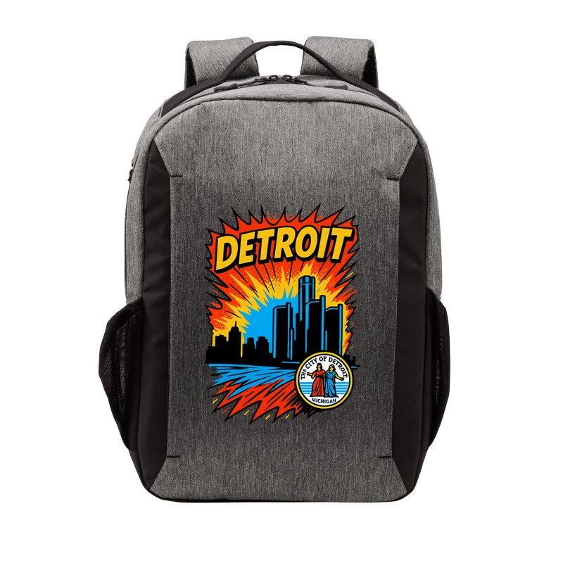Detroit Retro Comic Style Vector Backpack