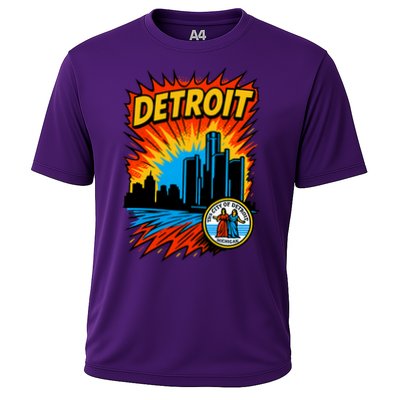 Detroit Retro Comic Style Cooling Performance Crew T-Shirt