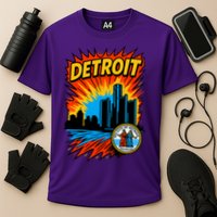 Detroit Retro Comic Style Cooling Performance Crew T-Shirt