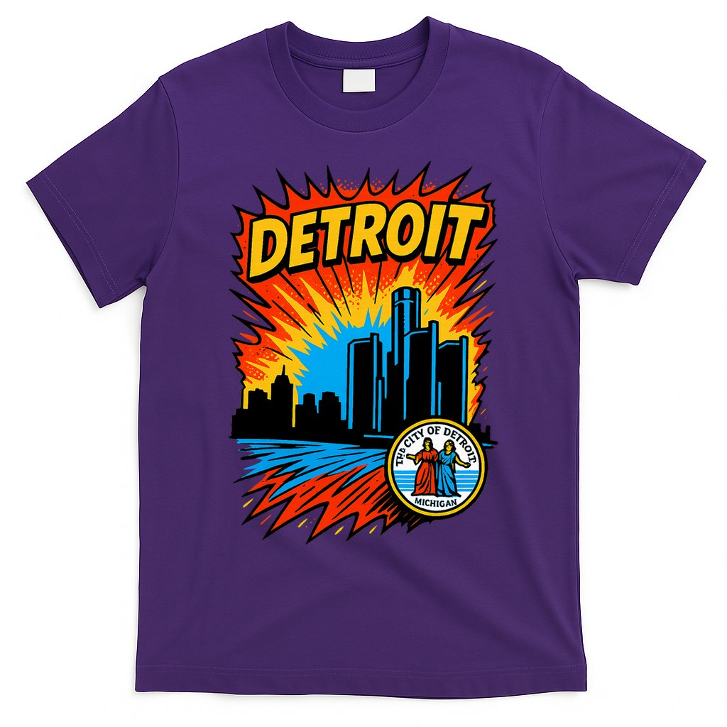 Detroit Retro Comic Style T-Shirt
