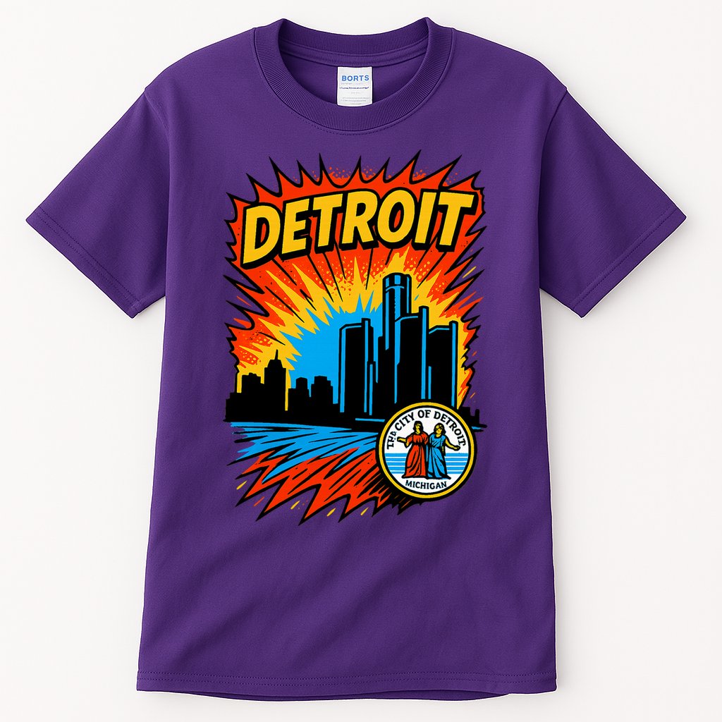Detroit Retro Comic Style Tall T-Shirt