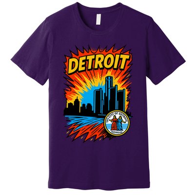 Detroit Retro Comic Style Premium T-Shirt
