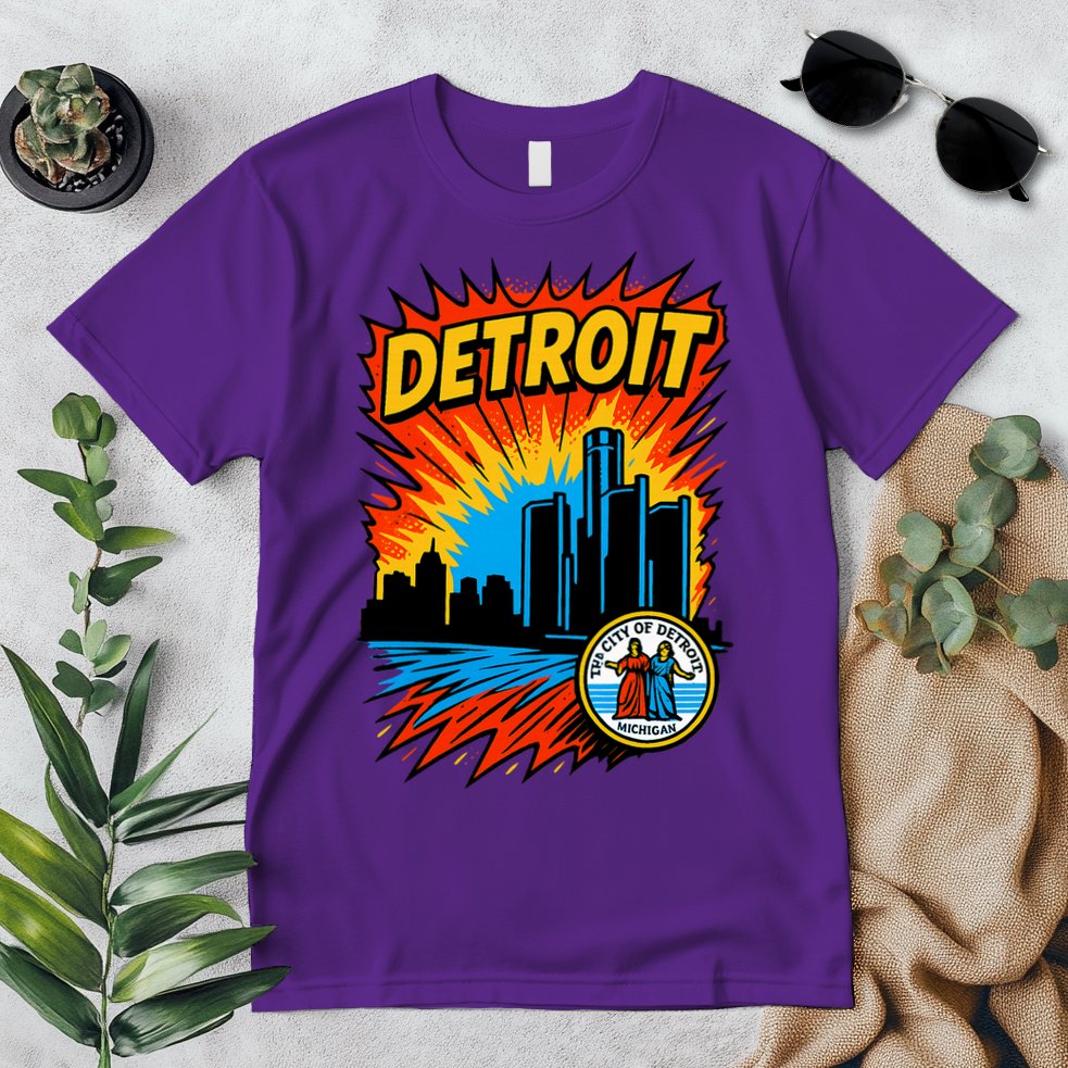 Detroit Retro Comic Style Premium T-Shirt