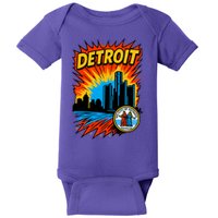 Detroit Retro Comic Style Baby Bodysuit