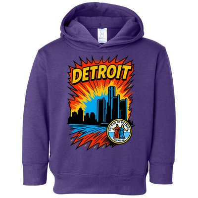 Detroit Retro Comic Style Toddler Hoodie