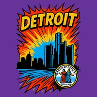 Detroit Retro Comic Style Women's V-Neck T-Shirt