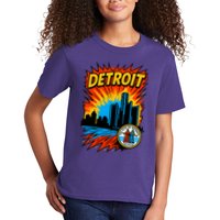 Detroit Retro Comic Style Kids T-Shirt