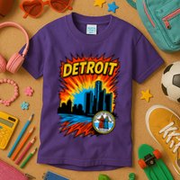 Detroit Retro Comic Style Kids T-Shirt