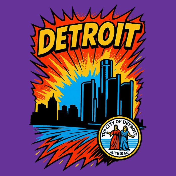Detroit Retro Comic Style Kids T-Shirt