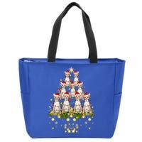 Devon Rex Cat Christmas Tree Lights Funny Xmas Lover Cute Gift Zip Tote Bag