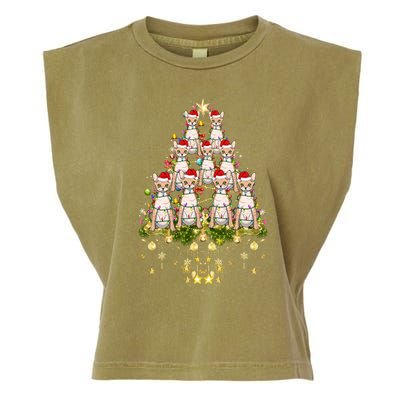 Devon Rex Cat Christmas Tree Lights Funny Xmas Lover Cute Gift Garment-Dyed Women's Muscle Tee