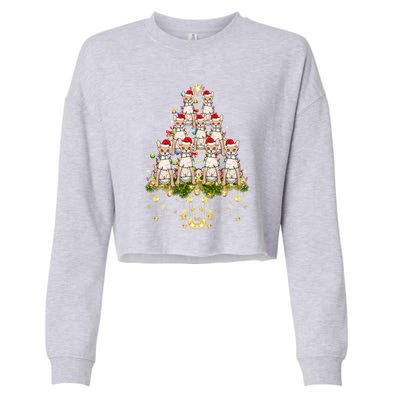 Devon Rex Cat Christmas Tree Lights Funny Xmas Lover Cute Gift Cropped Pullover Crew