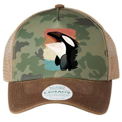 Distressed Retro Colors Orca Killer Whale Legacy Tie Dye Trucker Hat